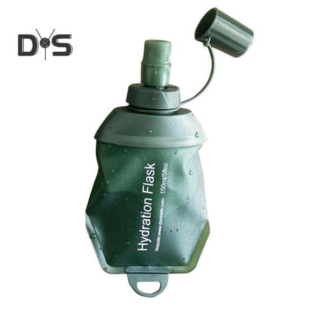 (green, 150ML) Soft Flask Water Bag Food-grade Collapsible Hydration Pack Bottle Reusable Leakproof Outdoor Water Flask for Running Hiking Cycling Climbing
