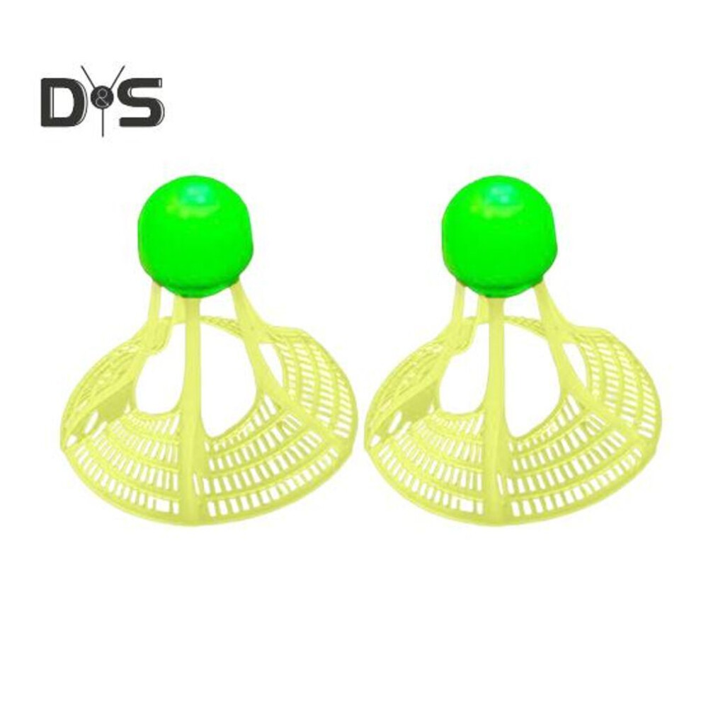 (green) 2 Pcs Badminton Shuttlecocks Baseball Practice Windproof Lighting Birdies 360-degree Lighting Badminton Balls For Sports Activities Fitness