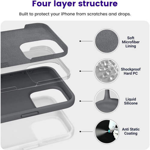 (iPhone 15 Pro Max case, Space Gray) Compatible with iPhone 15 Pro Max Case, Silicone Shockproof Slim Thin Phone Case for iPhone 15 Pro Max (6.7 inch) 2