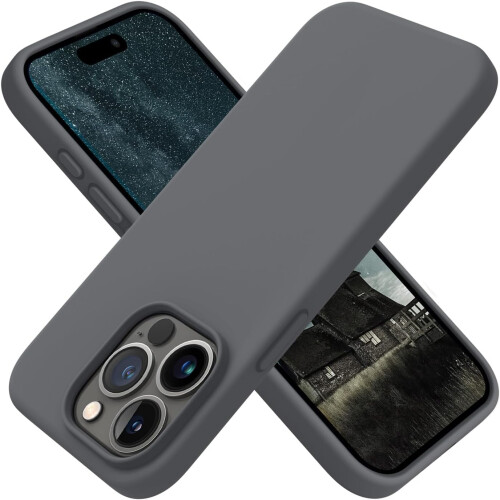 (iPhone 15 Pro Max case, Space Gray) Compatible with iPhone 15 Pro Max Case, Silicone Shockproof Slim Thin Phone Case for iPhone 15 Pro Max (6.7 inch)