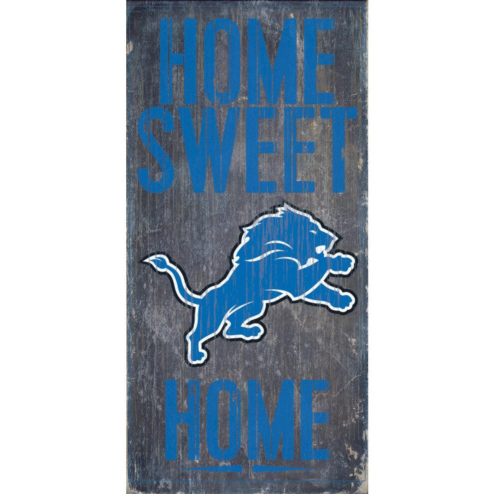 Panneau en bois des Lions de D   troit     Home Sweet Home 6""""x12""""