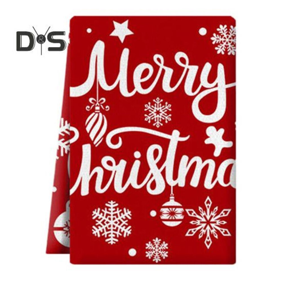 (as the picture, A) Christmas Dish Towel Cartoon Printing Washable Hotel Restaurant Dining Banquet Table Decor Napkin Kitchen Dish Washing Cloth Restaurant Dishcloth