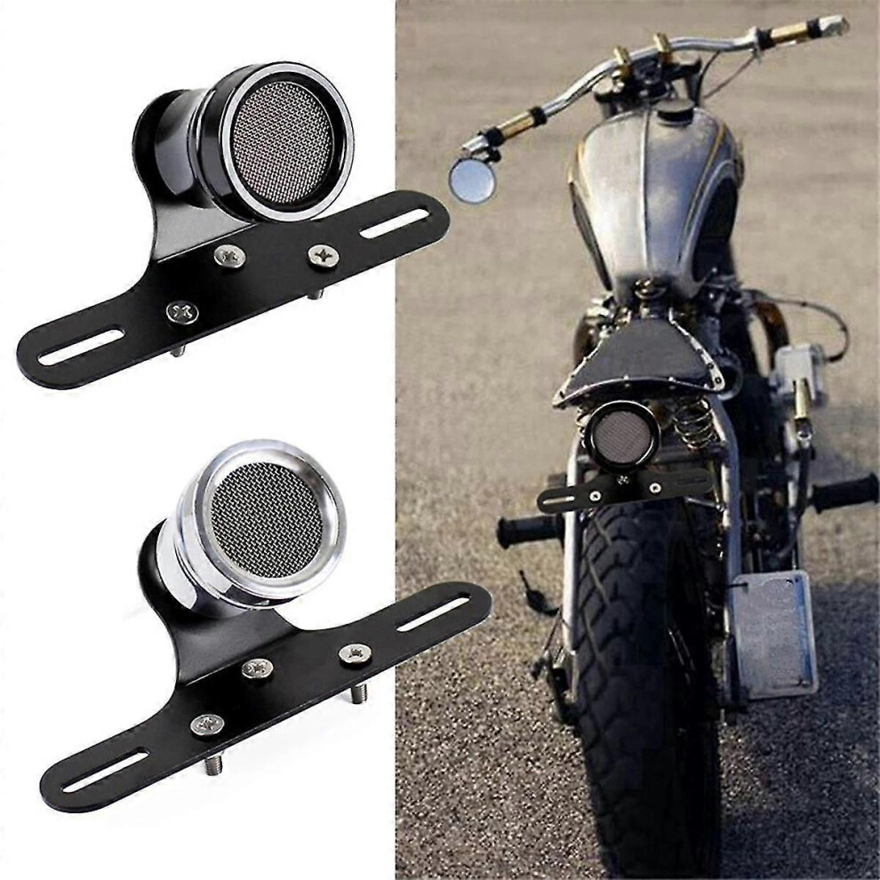 (As Show, One Size) Motorcycle Retro Led Tail Brake Stop Lamp License Plate With Bracket Compatible With Sportste Light/Black 4909775739978