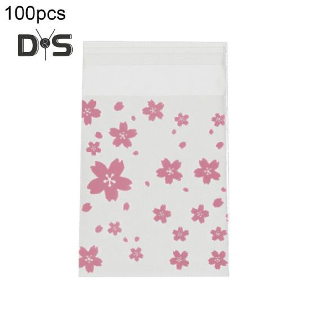 (as the picture, 8 cm) Large Capacity 100Pcs/Set Storage Bag Transparent Flower Printing Clear Square Self Adhesive Storage Bags for Travel