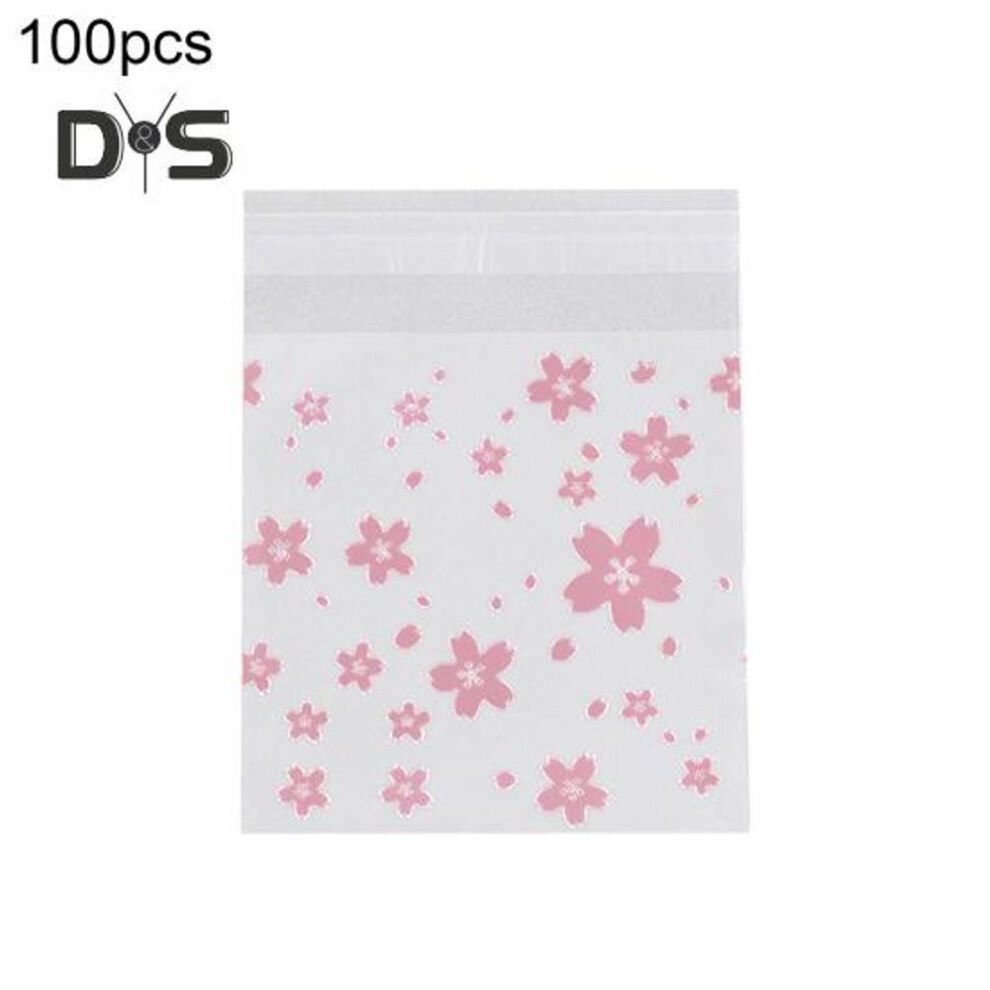 (as the picture, 5cm) Large Capacity 100pcs/set Storage Bag Transparent Flower Printing Clear Square Self Adhesive Storage Bags For Travel