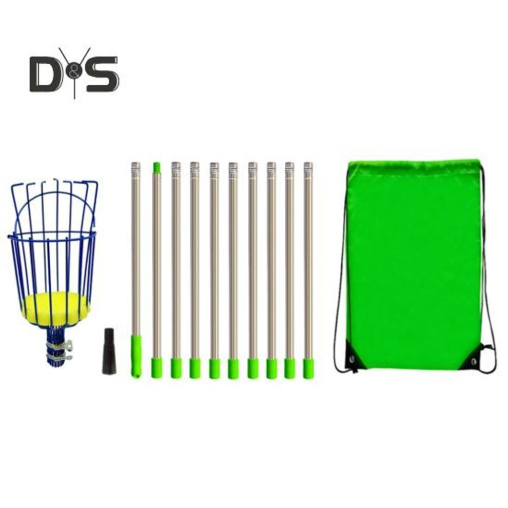 (blue, XL) Multifunctional Fruit Picker Multi Section Fruit Picking Pole With Basket Adjustable Length Stainless Steel Handle Fruit Picking Tool For Avocado Fig