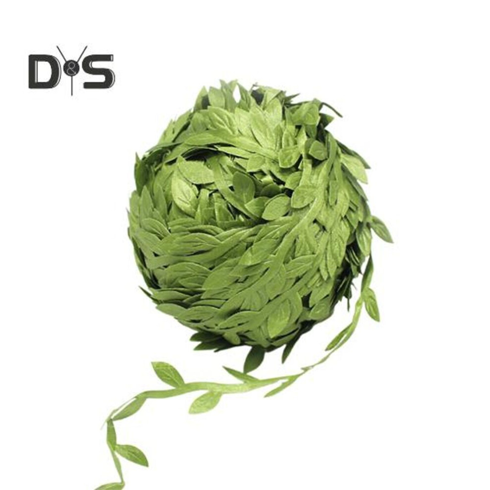 (as the picture, M) 1 Roll Simulated Leaf Ribbon Greenery Willow Leaf Vine String Artificial Embossed Leaf Garland for Wedding Party DIY Crafts Wreaths