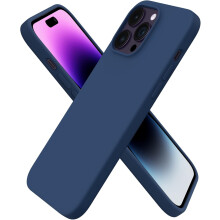(Storm Blue) Compatible with iPhone 14 Pro Max Case 6.7", Slim Liquid Silicone 3 Layers Full Covered Soft Gel Rubber Case Cover