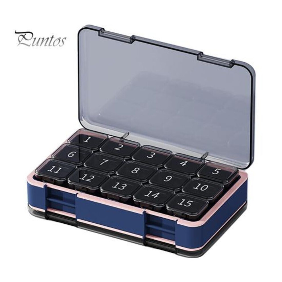(blue) Monthly Pill Organizer Transparent Storage Box Food Grade BPA Free Large Capacity 30 Days Pill Box Organizer