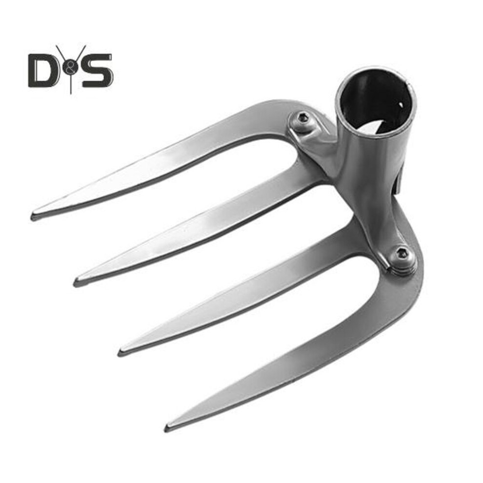 (silver, L) Gardening Weeder Puller Four-teeth Rake Heavy Duty Steel Outdoor Garden Lawn Farm Soil Loosening Weed Remover Weeding Uprooting Hand Tools
