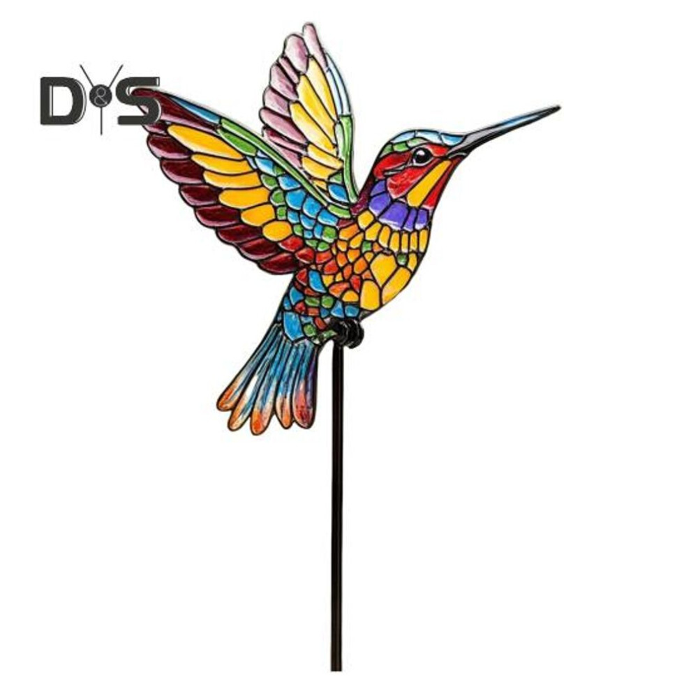 (as the picture, Hummingbird) Colorful Insect Stake Metal Bee Garden Stake Animal Bird Snail Design Plant Stake for Planter Flower Pot Window Box Outdoor Decoration