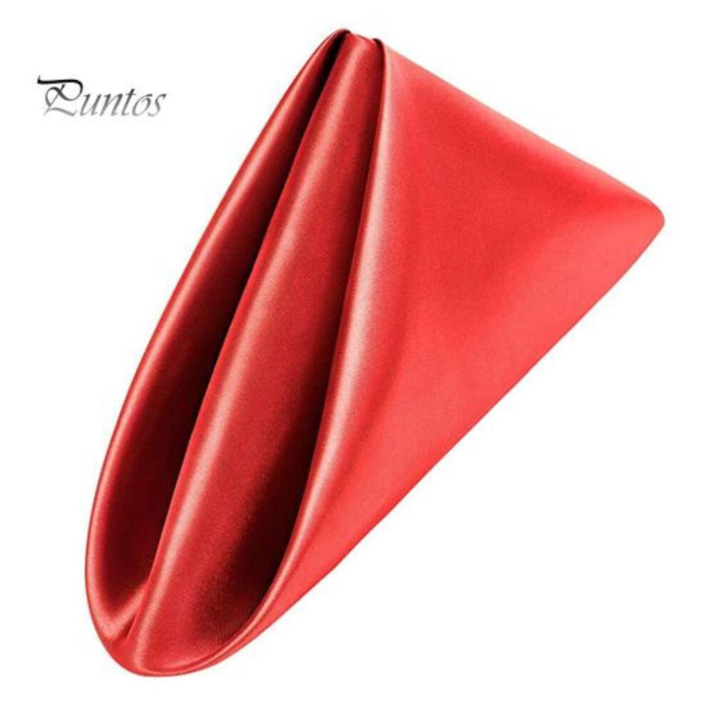 (red, 43) Dinner Napkin Satin Anti-wrinkle Surface Solid Color Washable Seamless Royal Shine Glamor Table Decor for Hotel Restaurant Dining Banquet Wedding
