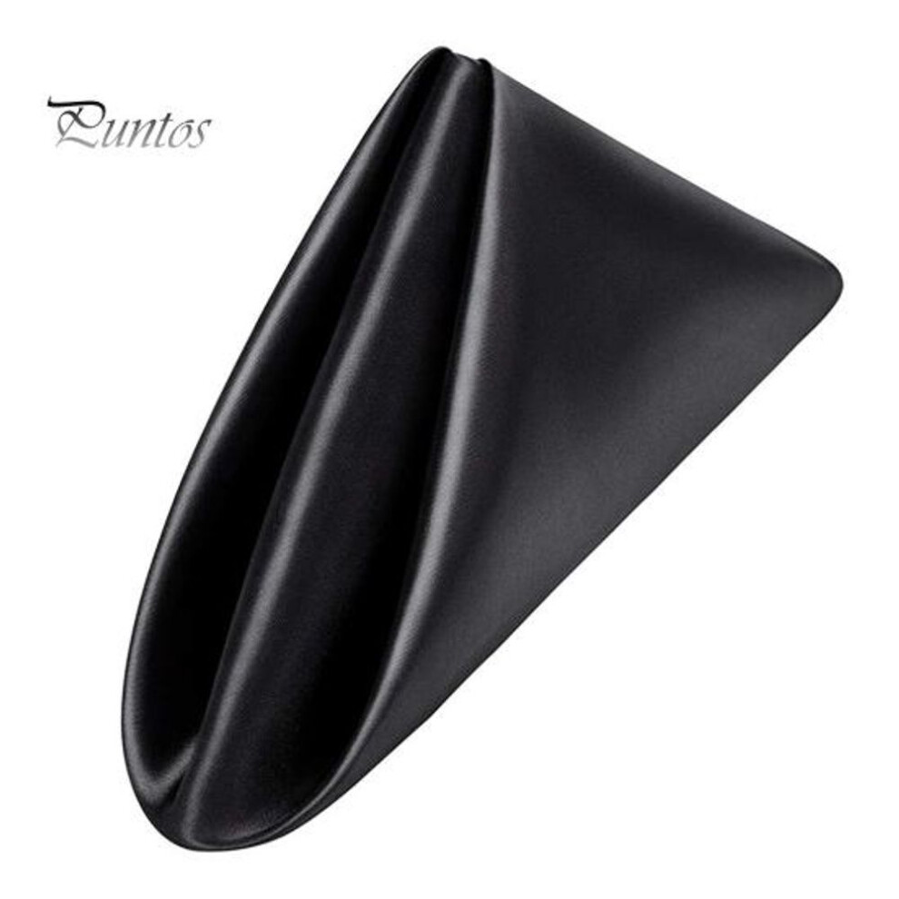 (black, 43) Dinner Napkin Satin Anti-wrinkle Surface Solid Color Washable Seamless Royal Shine Glamor Table Decor For Hotel Restaurant Dining Banquet Wedding