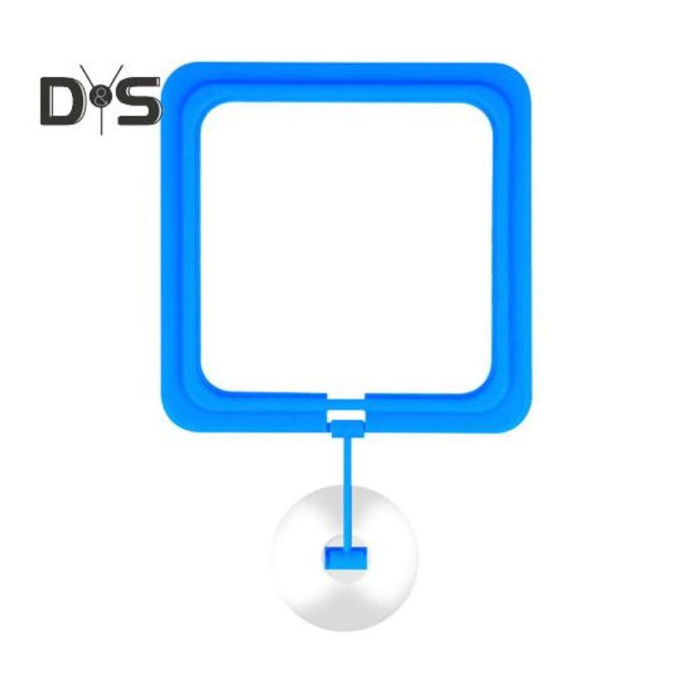 (blue, Square) Fish Feeder Ring Fixed Feeding Area Food Tray Suspension Plastic Aquarium Floating Fish Food Ring with Suction Cup for Guppy Betta Goldfish