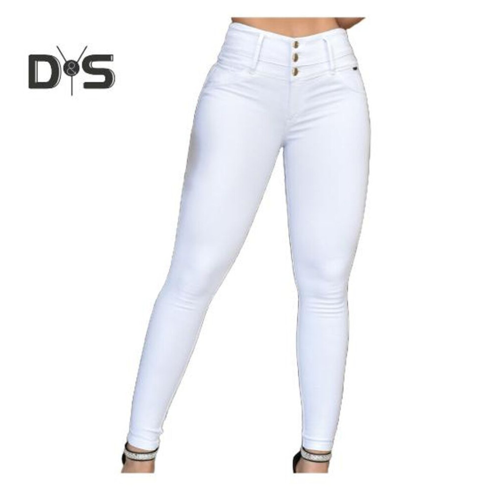 (white, 2XL) Women Pants High Waist Slim Fit Zipper Button Closure Solid Color Pockets Soft Breathable Ankle Length Pencil Pants Lady Long Trousers