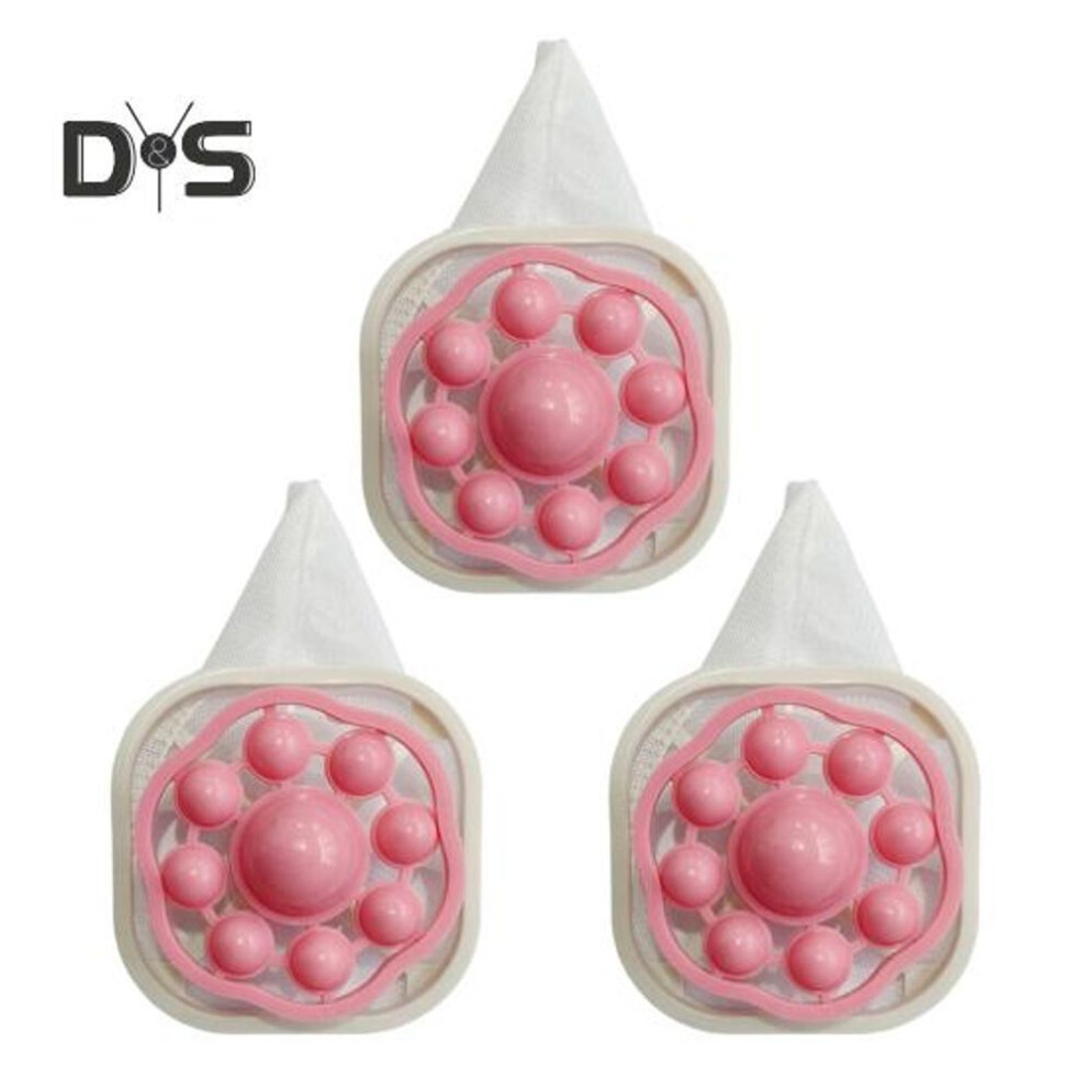 (pink) 3Pcs Washing Machine Hair Remover Floating Hair Filtering Mesh Removal Bag Laundry Clear Drain Blockage Debris Collector