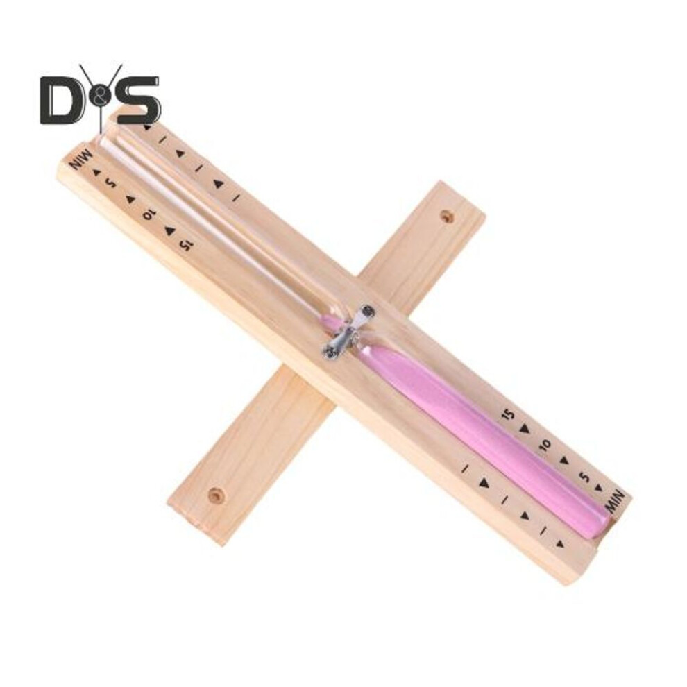 (pink) Sauna Hourglass Timer 15 Minutes Countdown Heat-Resistant Glass Rotating Heavy Duty Wooden SPA Room Study Bedroom Sand Timer Clock