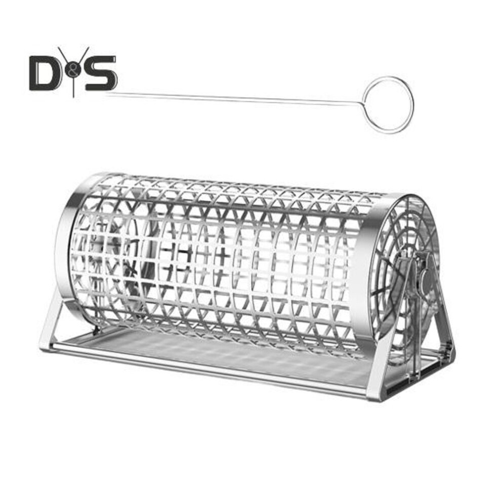 Stainless Steel Grill Baskets Set Rolling BBQ Cage for Fish Shrimp Meat Vegetables Fries Even Heat Distribution Grill Cage