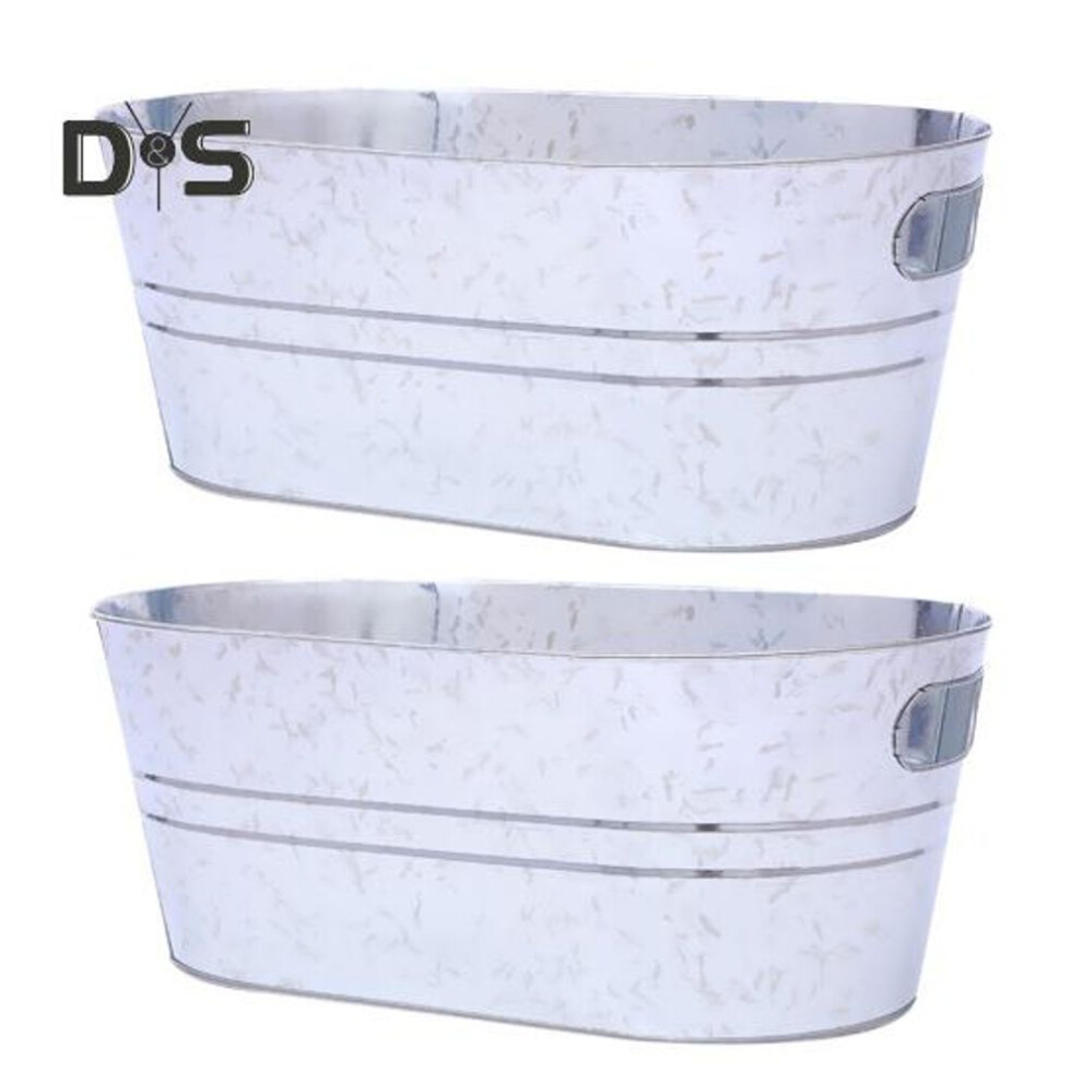 (as the picture, 2pcs) Metal Ice Bucket Large Drink Bucket For Parties Sturdy Beverage Tub For Barbecue Enthusiasts Solid Metal Bucket For Outdoor Camping And Events
