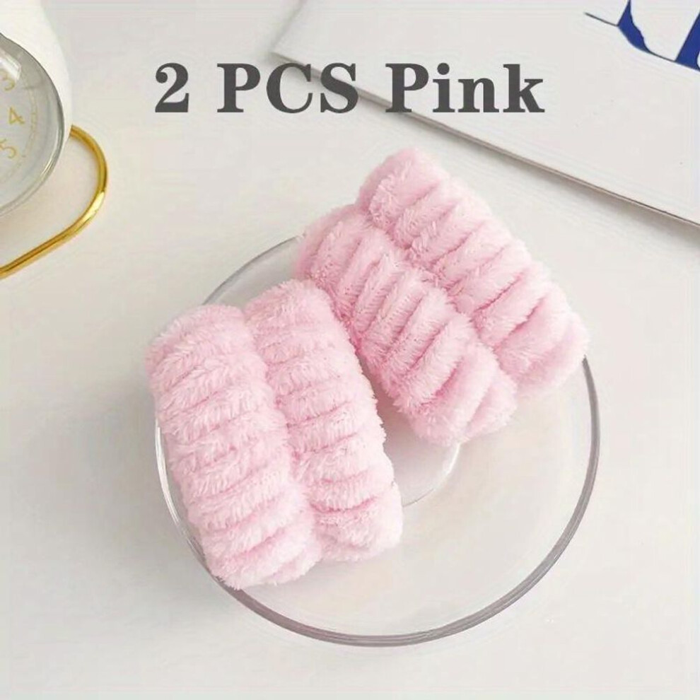 (pink) Soft and Absorbent Wristbands (2pcs) - Moisture-Proof Elastic Sweatbands for Multi-Use at the Gym