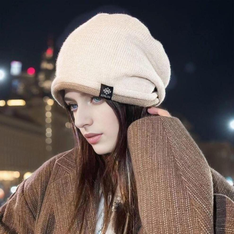 (beige, Unisex) Stylish Unisex Autumn/Winter Hats: Fashionable Baotou Caps, Warm Confinement Beanies, Single-Layer Pullovers, Knitted Wool Hats.