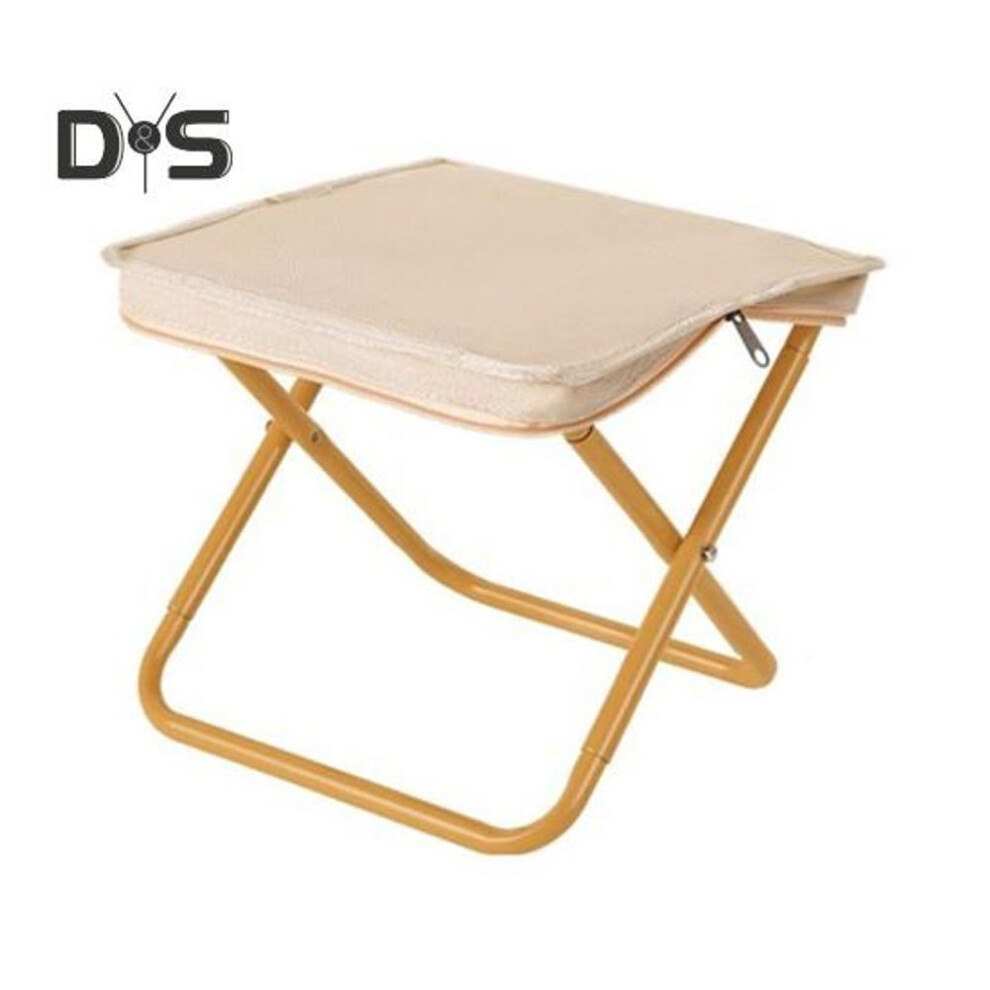 (beige) Outdoor Folding Stool Storage Bag Portable Lightweight Heavy Duty Camping Backpacking Beach Picnic Fishing Collapsible Chair Seat