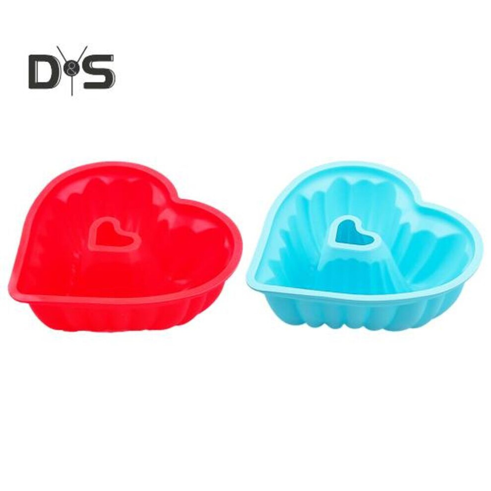 (multicolor) 1Pc/2Pcs Heart Cake Pan 8 Inch Silicone Nonstick Heart Cake Molds Cheesecake Chocolate Cake Baking Tray for Making Wedding Valentine's Day Cakes