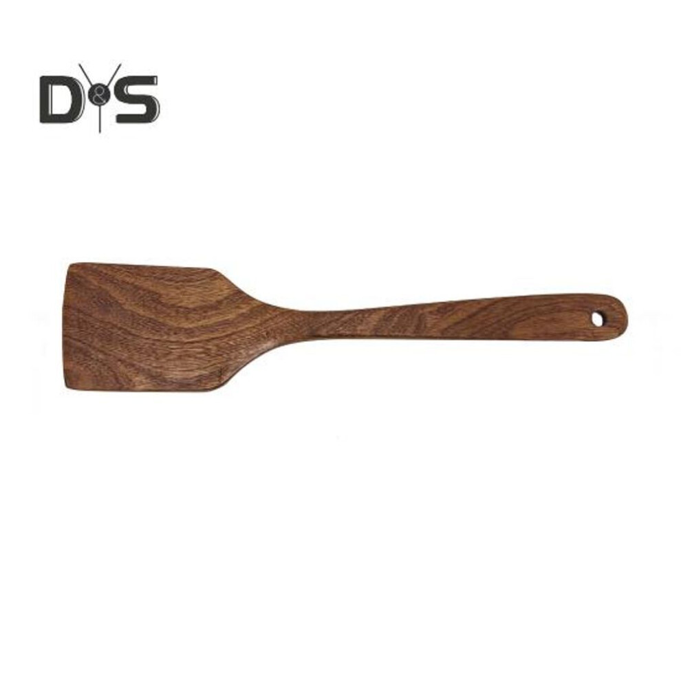 (as the picture, B 1pc) 1/2pcs Wooden Spatulas For Nonstick Pans Long Handle Flat Frying Spatula Angled Wooden Turner For Mixing Scraping Baking