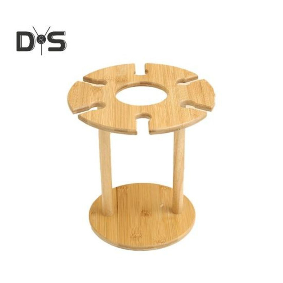 Bamboo Wine And Glass Storage Rack Red Wine Display Rack With Glass Holder Small Countertop Wine Holder For 1 Bottle And 6 Glasses