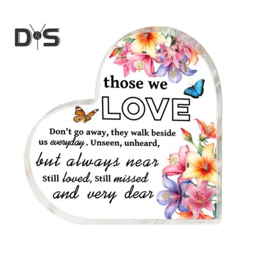 (as the picture, D) Clear Acrylic Heart Ornament Desktop Decor Printed Transparent Acrylic Block Freestanding Heart Ornament Love Gift for Her Him Valentine's Day