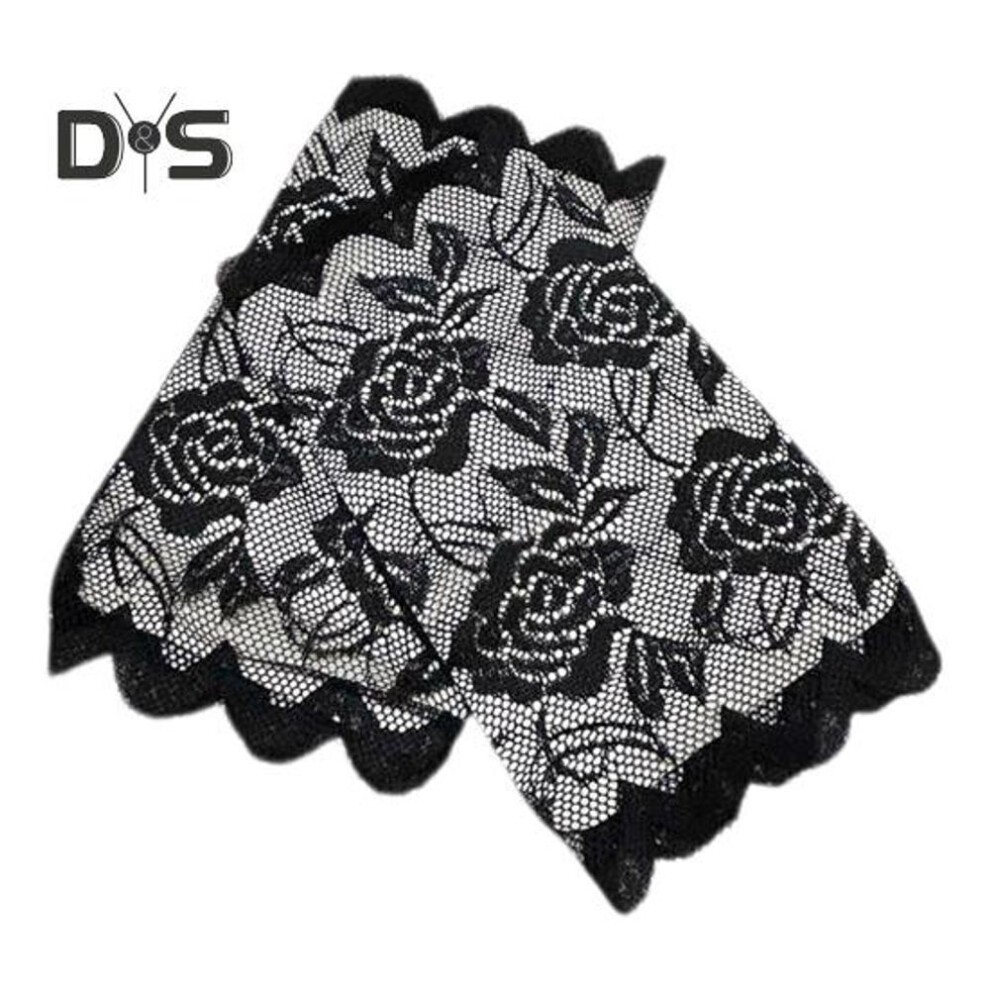 (black) 1 Pair Women Prom Gloves See-through Lace Thin Fingerless Literary Style Performances Bride Wedding Photo Prop Gloves