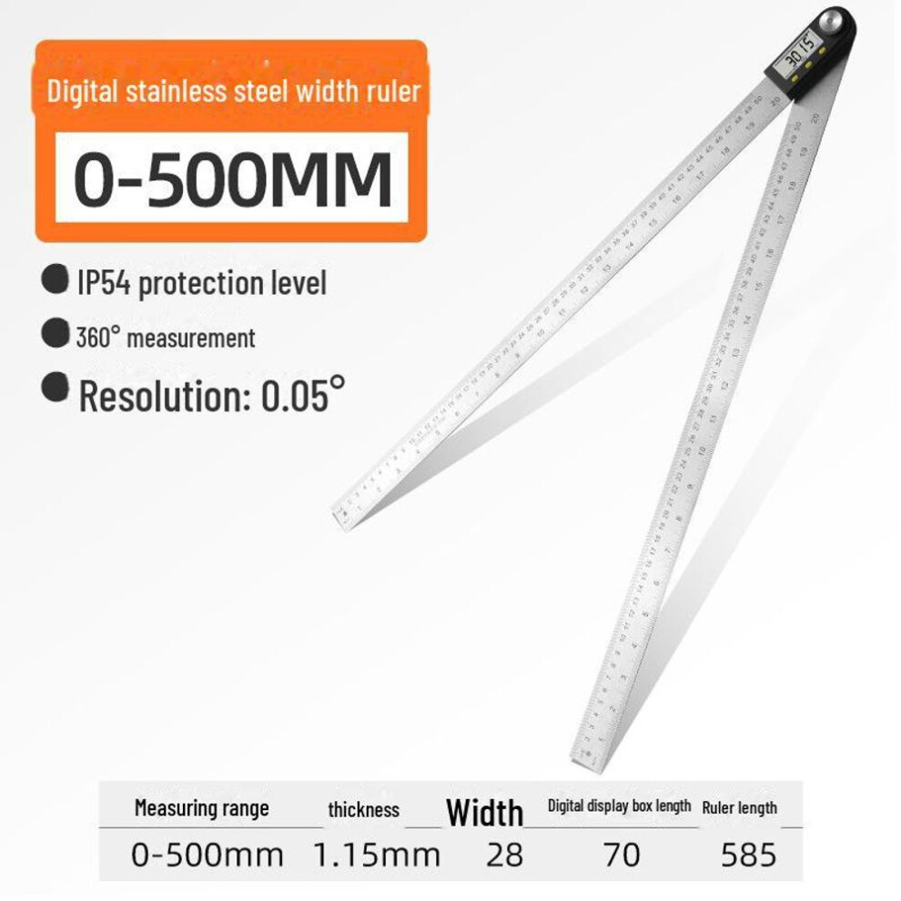 (as the picture, Upgraded metal model, 0-500mm) Green Forest Digital Protractor: High-precision Multifunctional 90 Angle Measuring Tool For Woodworking