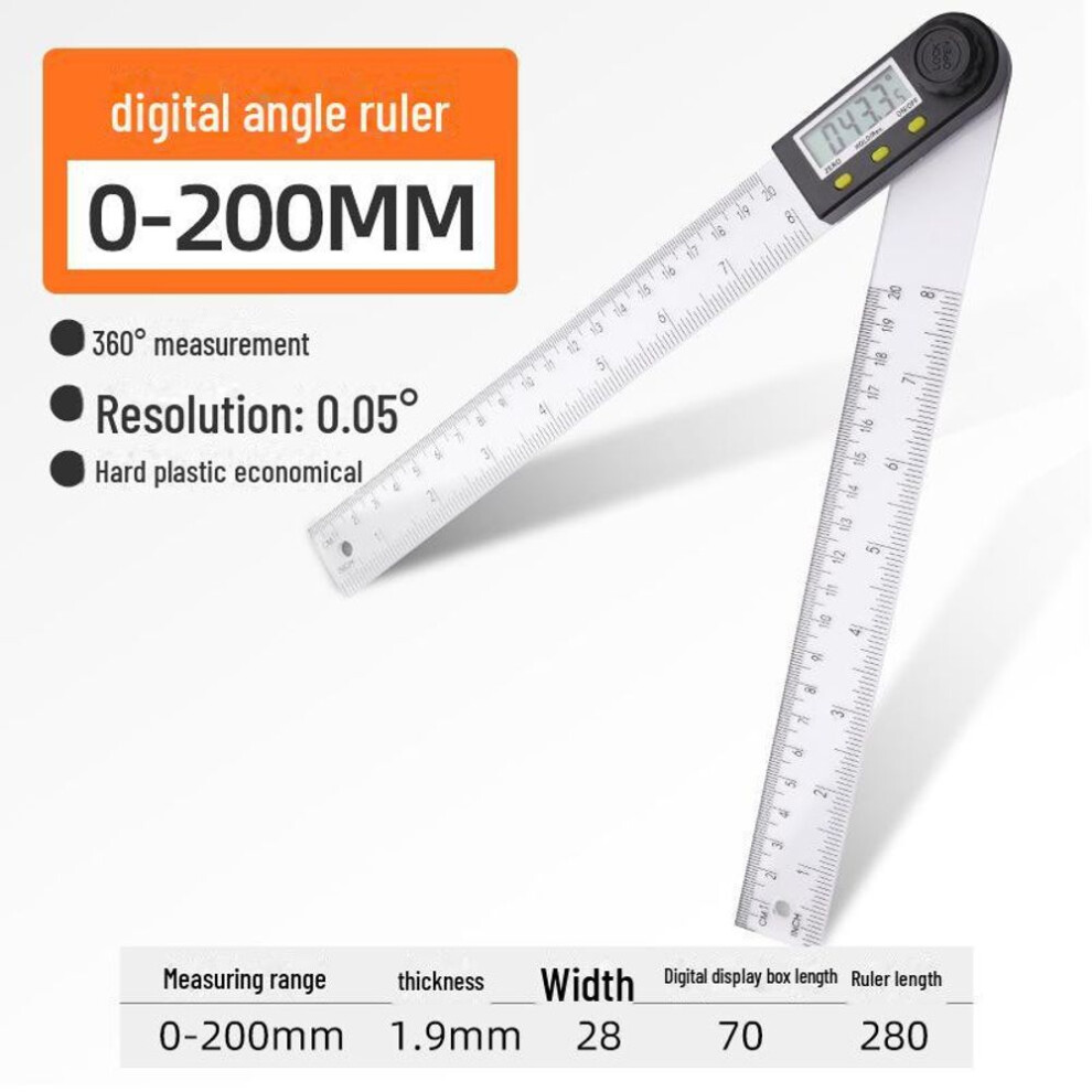 (as the picture, Economical model, 0-200mm) Green Forest Digital Protractor: High-precision Multifunctional 90 Angle Measuring Tool For Woodworking