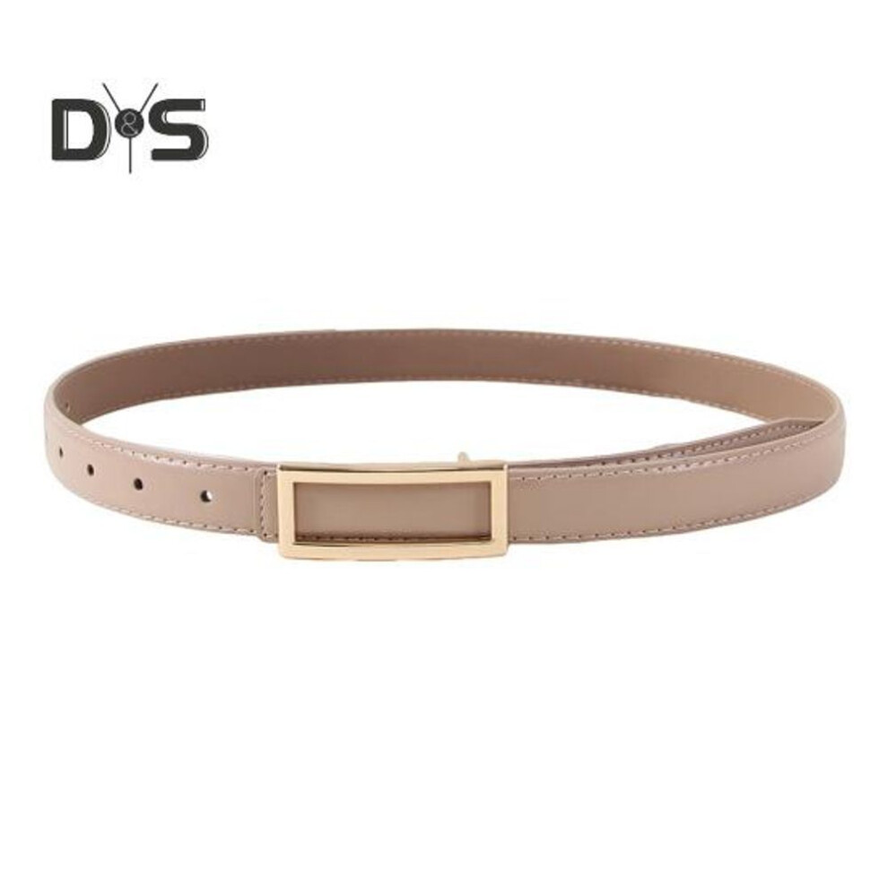 (khaki) Women Fashion Faux Leather Belt Rectangle Buckle Waistband Solid Color Waist Belt For Pants Jeans Versatile Accessory For Dresses Shirts Tops