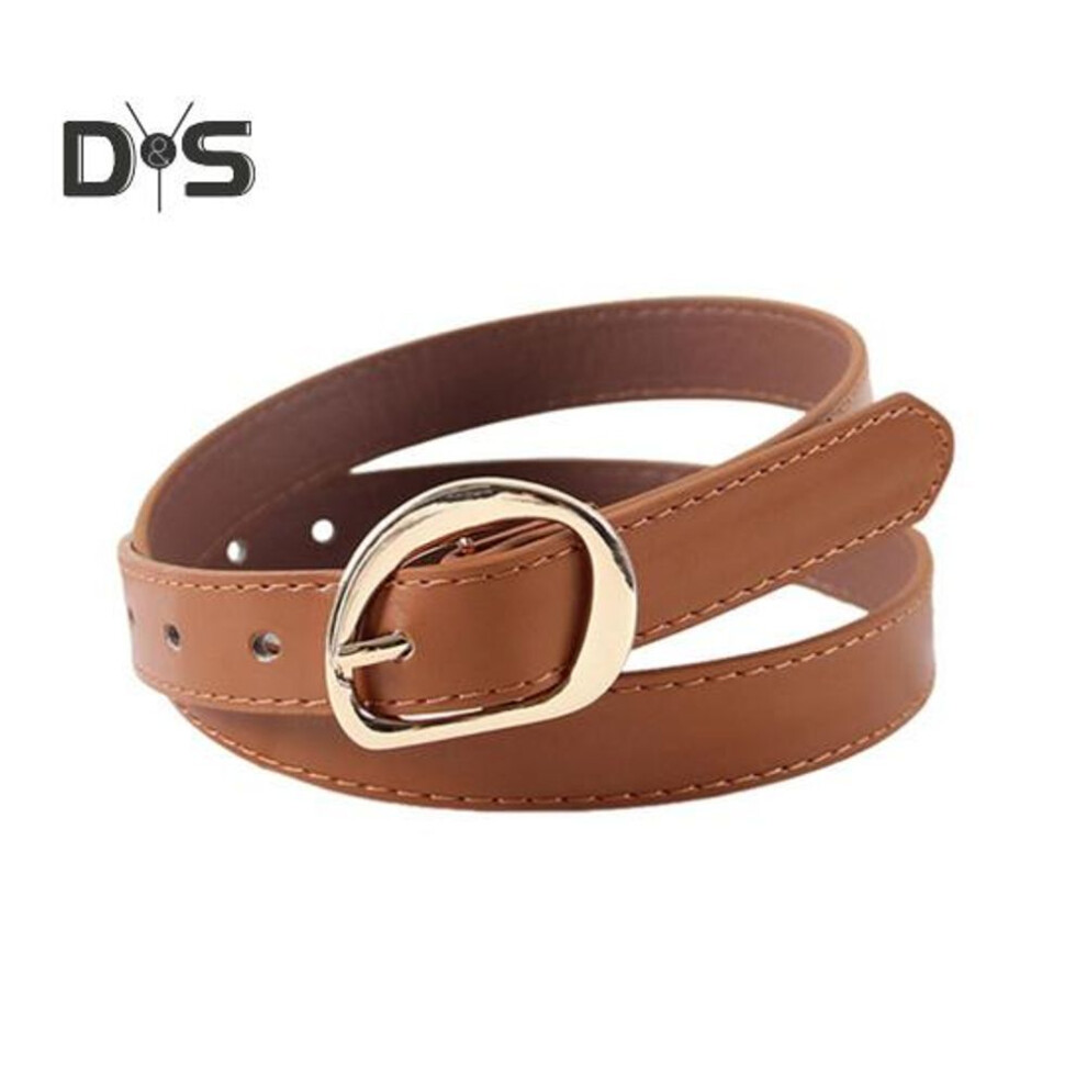 (camel) Women's Belt for Jeans Dress Western Trousers Ladies Thin Faux Leather Waist Belt with Gold Buckle for Daily Wear Office