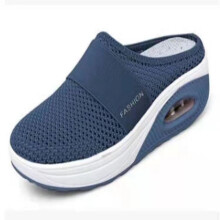 (dark blue, 40) Women's Slip-On Mesh Breathable Air Cushion Half-Slippers