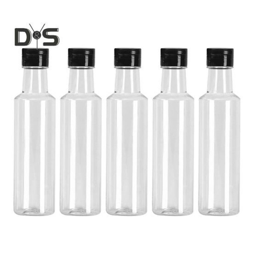 (black, 250ml) 5pcs Woozy Bottles Clear Sauce Woozy Bottle Plastic Empty Beverage Bottle With Leakproof Cap For Oil Vinegar Syrup