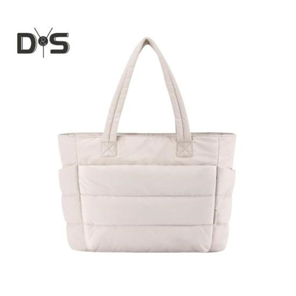 (beige) Handbag Tote Bag with Compartments Large Capacity Multi-Pocket Design Versatile Travel Makeup Bag Shoulder Bag