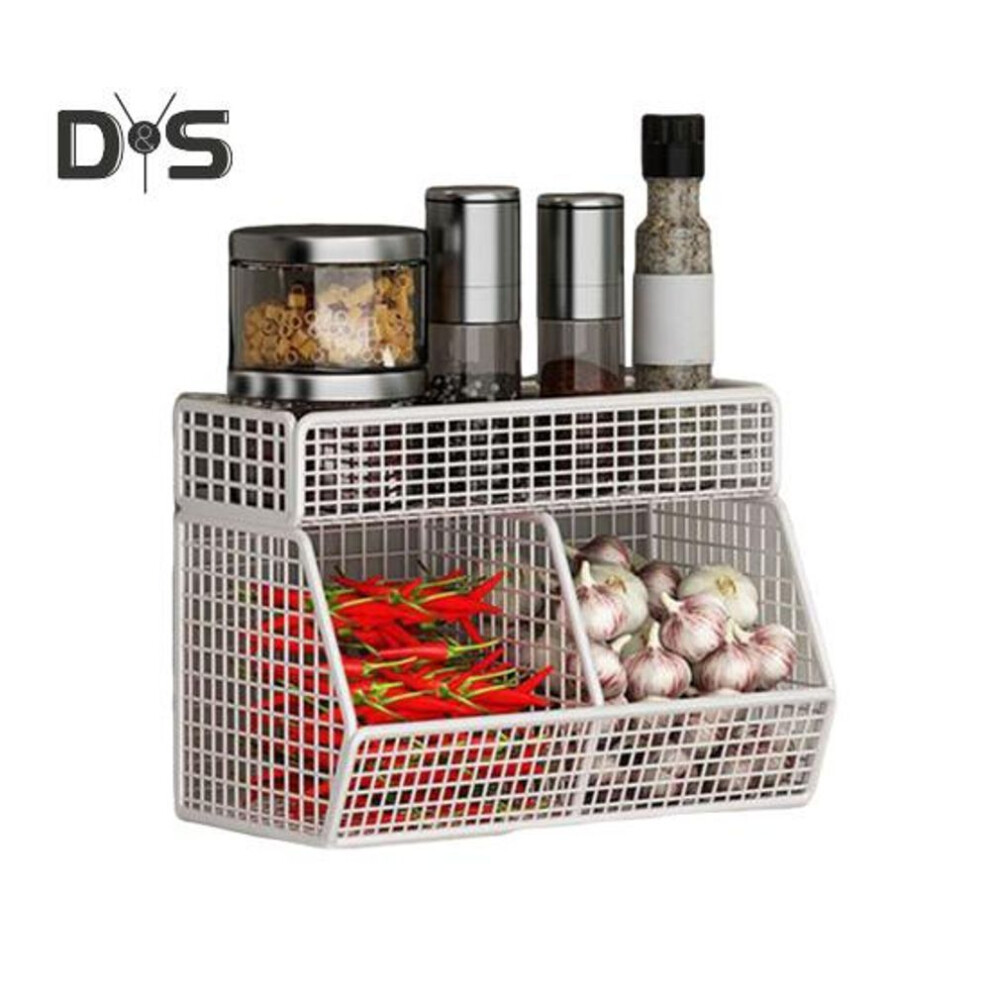 (white, A) Wire Mesh Storage Basket Large Capacity Strong Load-bearing Easy Installation Wall Mounted Shelf Organizer Basket