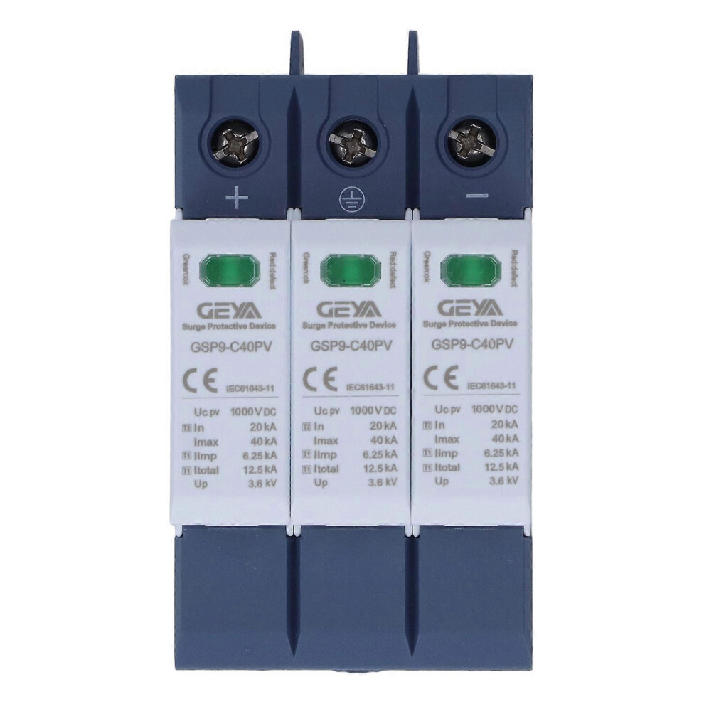 (As Show, One Size) Surge Protective Device 40Ka 3P Spd Photovoltaic Protector Din Rail Installation Dc 1000V 6909775577783