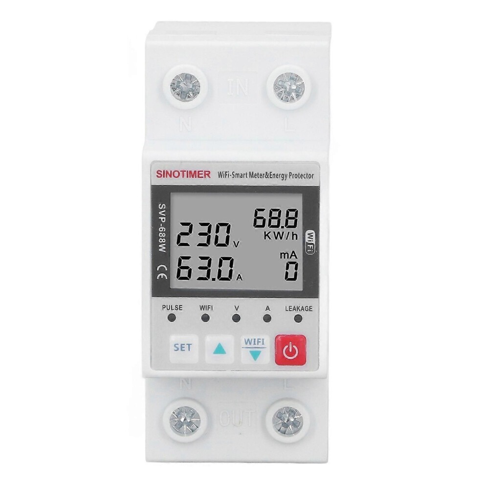 (As Show, One Size) Wifi Overvoltage Undervoltage Protector 230V 50Hz 60Hz 63A Remote Control Over Under Voltage Power P 6909775604335