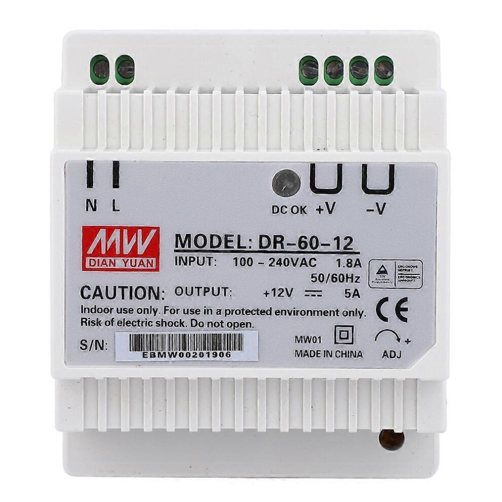 (As Show, One Size) Dr-60-12 Power Supply High Accuracy Single Output Pwm Din Rail 60W 6909775534786