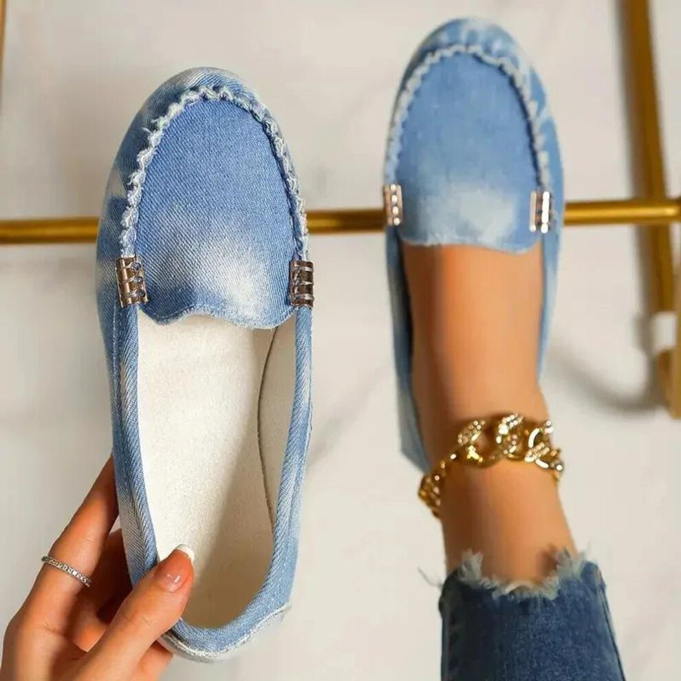 (sky blue, 41) Women Flats New Casual Lightweight Flat Loafers Shoes Trendy Versatile Comfortable Mary Jane Shoes for Women
