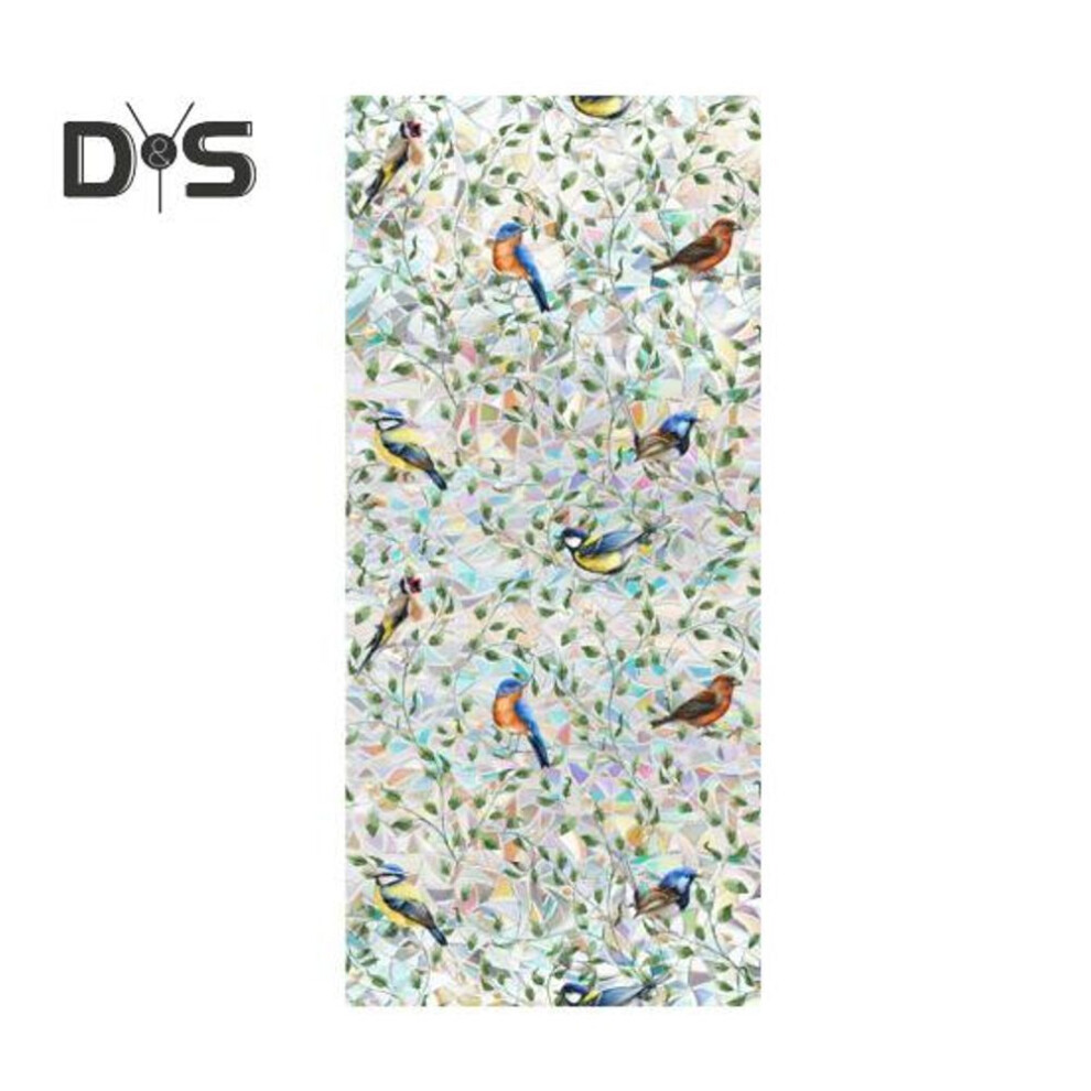 (as the picture, E) Floral Rainbow Static Sticker Window Privacy Film Uv Protection Glass Sticker Non-adhesive Window Cling For Home Bedroom Living Room Decor
