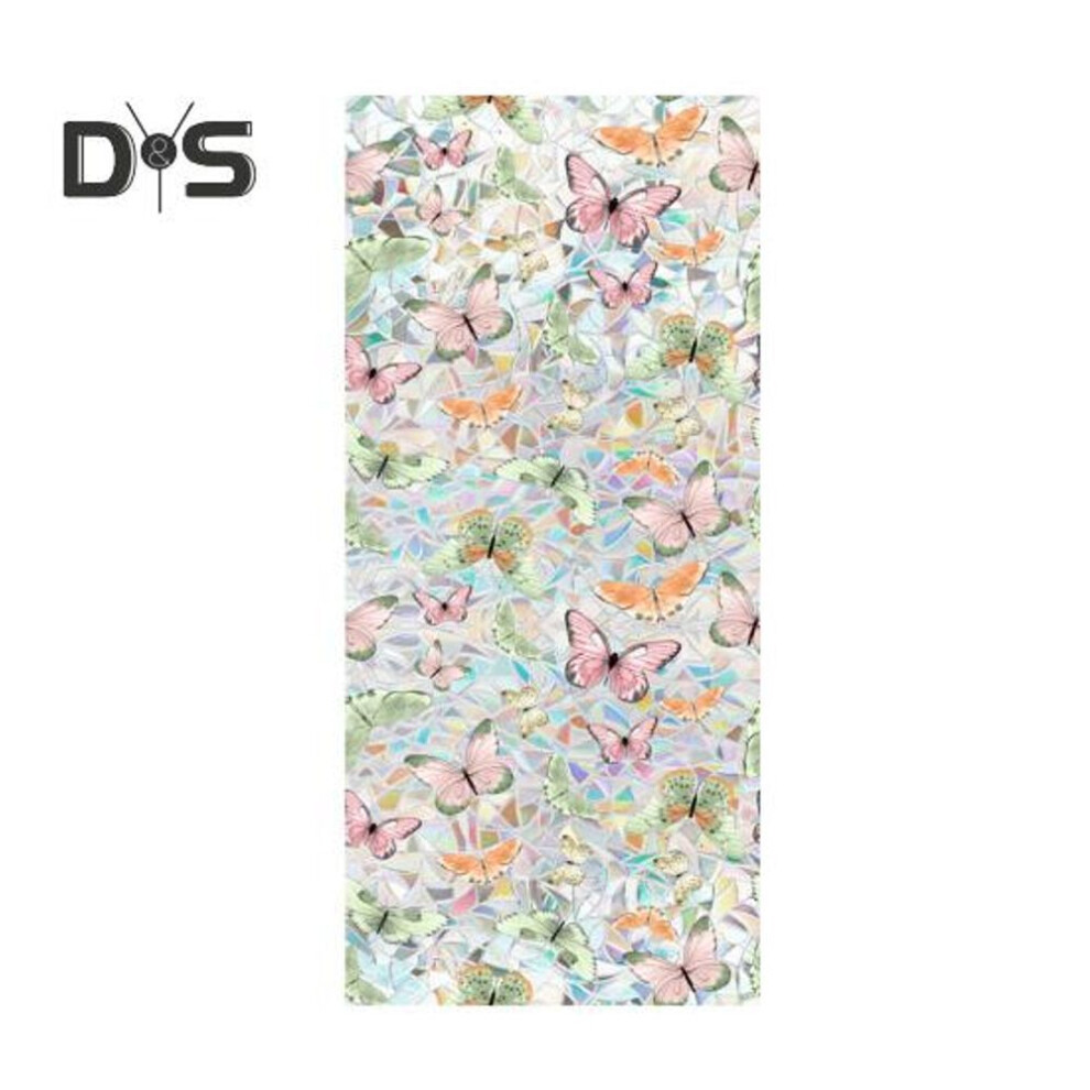 (as the picture, D) Floral Rainbow Static Sticker Window Privacy Film Uv Protection Glass Sticker Non-adhesive Window Cling For Home Bedroom Living Room Decor