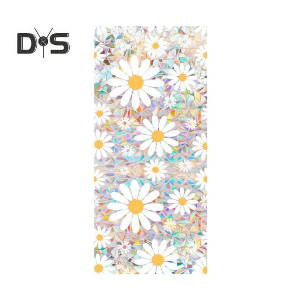 (as the picture, B) Floral Rainbow Static Sticker Window Privacy Film Uv Protection Glass Sticker Non-adhesive Window Cling For Home Bedroom Living Room Decor