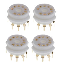 (As show, One size) 4PCS Ceramic 9 Pin Gold PCB Vacuum Tube Socket compatible with 12AX7,12AT7,12AU7,ECC83,ECC82,E88CC, 6922 ,6p1
