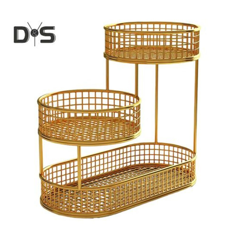 (golden, S) Fruit Basket For Kitchen Multi Tier Storage Storage Bin Multi Tier Fruit Bowl Wire Basket Organizer For Vegetable Snack Potato Onion