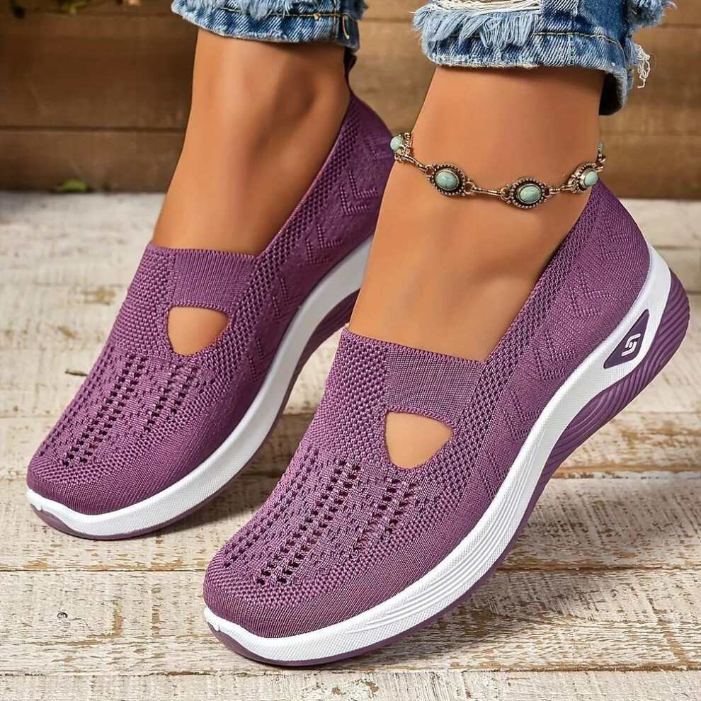 (purple, 41) Women's Sneakers Breathable Casual Shoes Summer Soft Sole Orthopedic Shoes Lightweight Slip on Walking Shoe Non Slip Flat Shoes