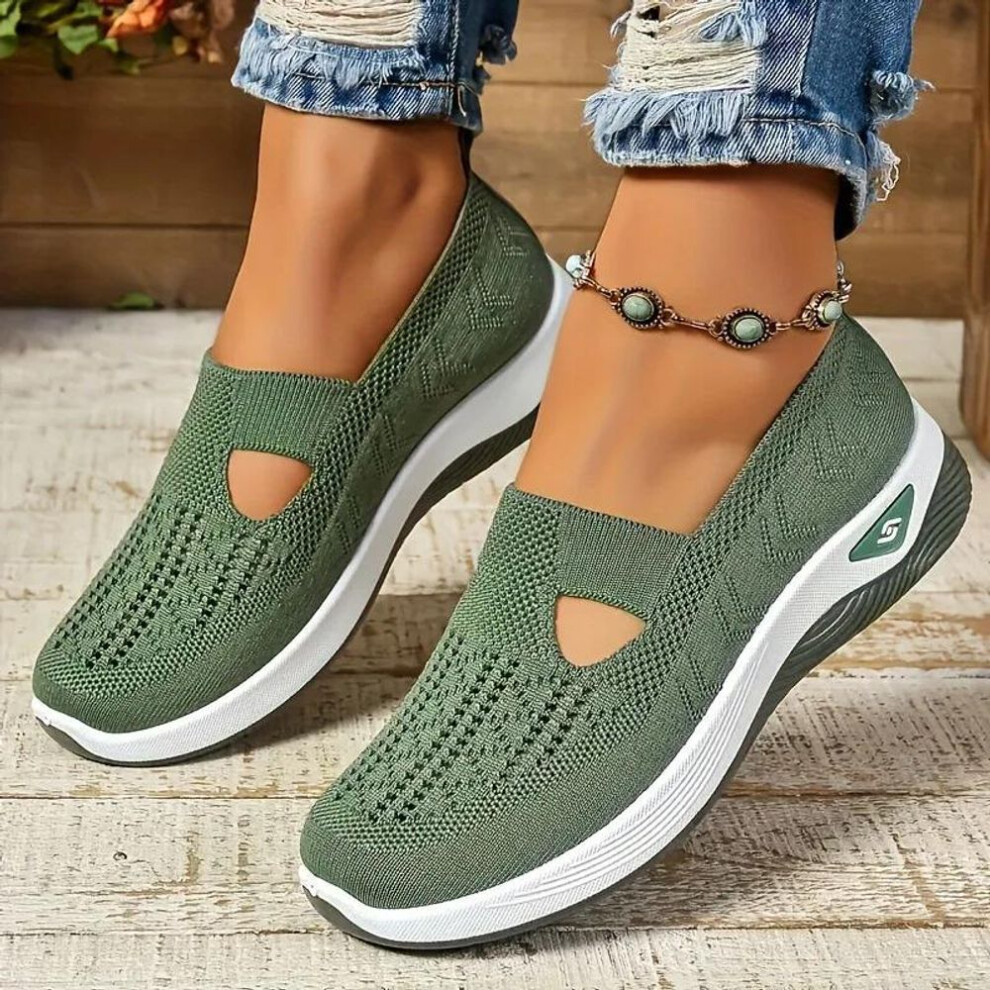 (green, 39) Women's Sneakers Breathable Casual Shoes Summer Soft Sole Orthopedic Shoes Lightweight Slip On Walking Shoe Non Slip Flat Shoes